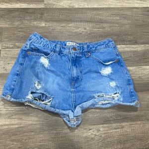 Ripped jean shorts